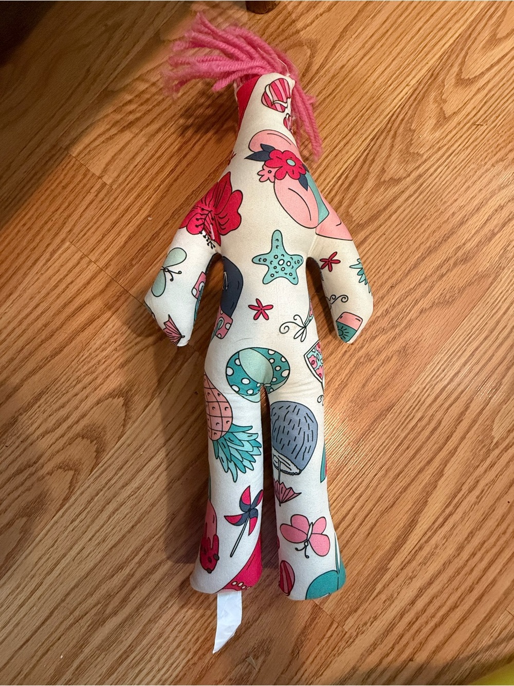 Dammit Doll stress reliever novelty gag gift w/pink yarn hair.Tropical design